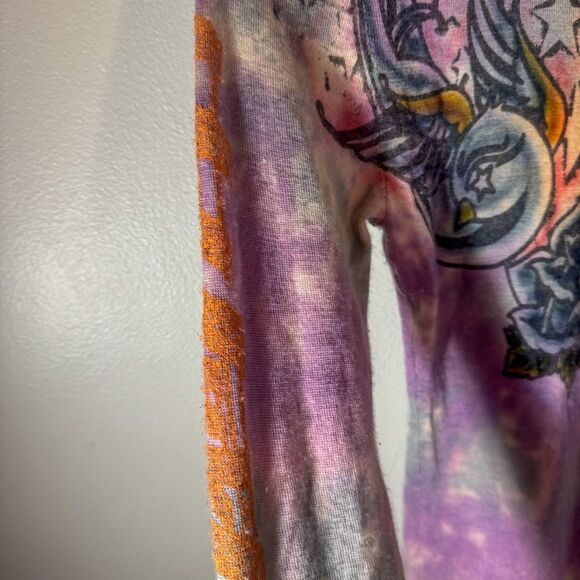 Ultra Rare Y2K The Great China Wall Tie Dye Sugar Skull Tattoo Graphic XS/S - Picture 8 of 10